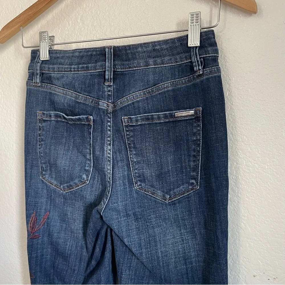 White House Black Market High Rise Straight Everyday Soft Embroidered Jeans